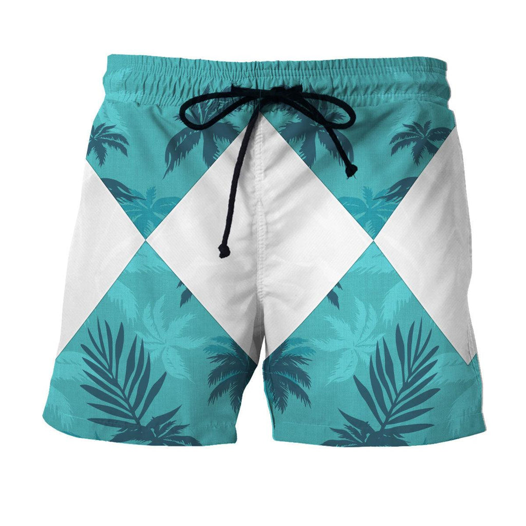 Belt Pink Ranger x Tommy Vercetti Hawaiian Shirt Beach Shorts - Gearhomie.com