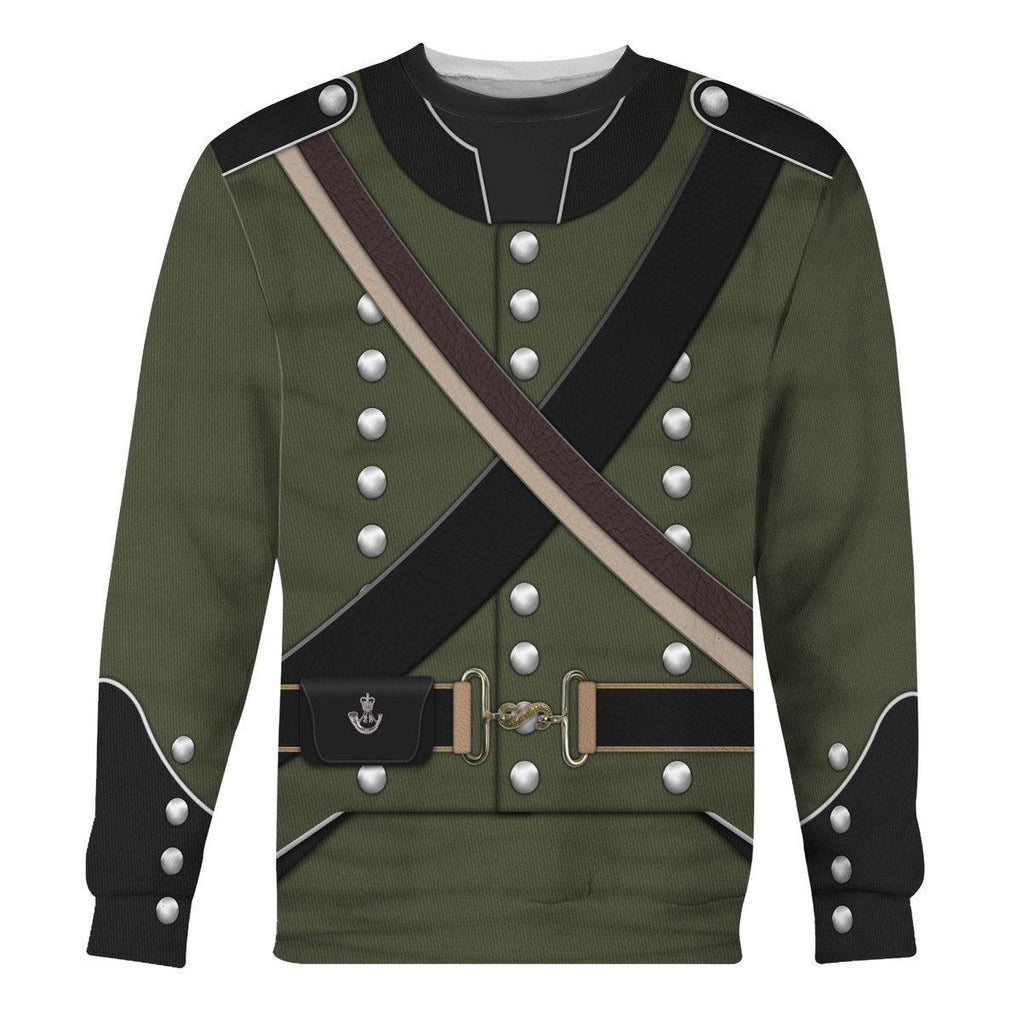 Gearhomie 95th (Rifle) Regiment-Rifleman 1806-1815 Uniform All Over Print Hoodie Sweatshirt T-Shirt Tracksuit - Gearhomie.com