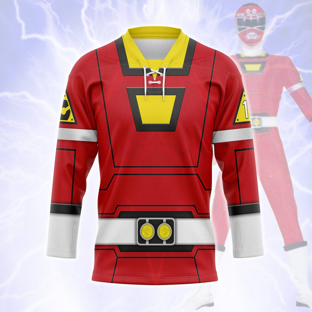 Gearhomie Red Power Rangers Turbo Hockey Jersey - Gearhomie.com