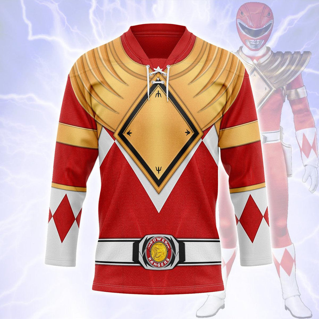 Red Ranger Dragon Shield Hockey Jersey - Gearhomie.com