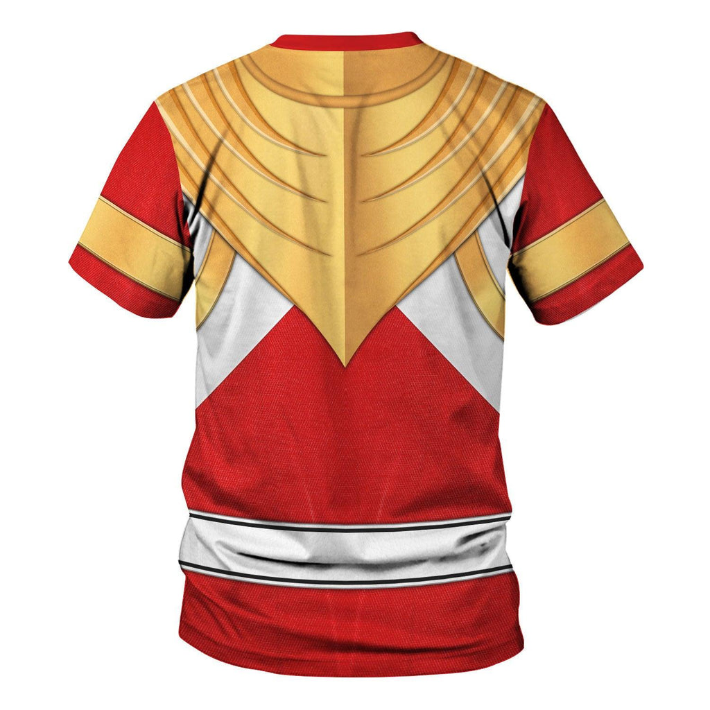 Red Ranger Dragon Shield Hoodies Sweatshirt T-shirt Hawaiian Tracksuit - Gearhomie.com