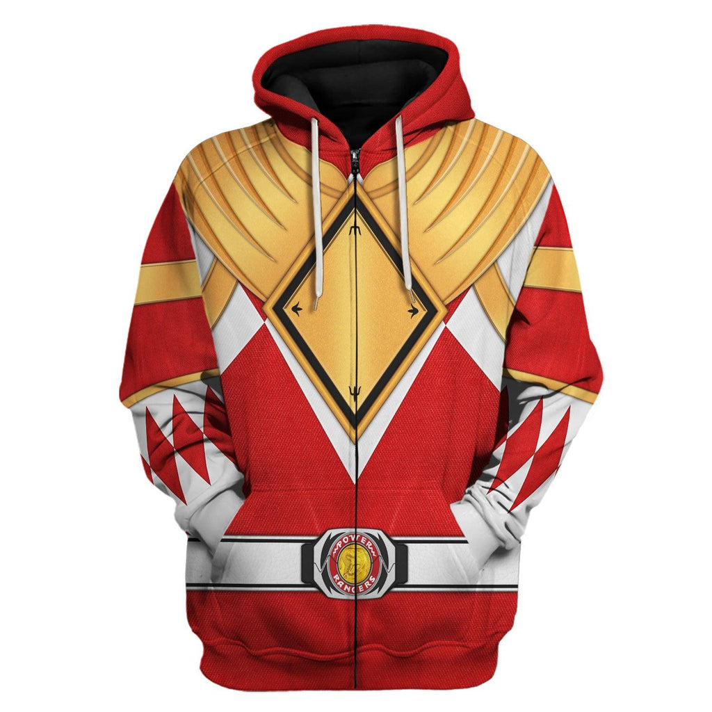 Red Ranger Dragon Shield Hoodies Sweatshirt T-shirt Hawaiian Tracksuit - Gearhomie.com