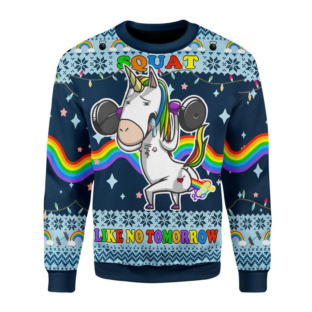 Unicorn Squat Like No Tomorrow Christmas Sweater - DucG